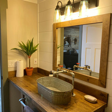 Galvanized Vessel sink and Rustic Galvanized Faucet
