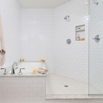 Garden Court, Philadelphia: Transitional Master Bathroom with Walk-In Shower