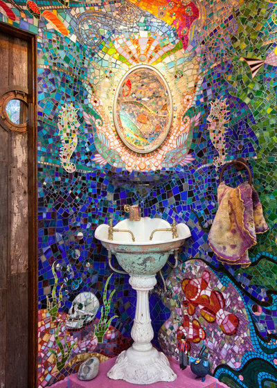 Eclectic Powder Room by Anthony Lindsey Photography