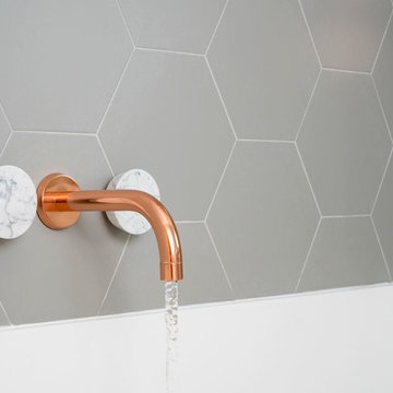 Contemporary Copper and Marble Bath Filler