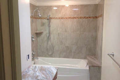 Example of a transitional bathroom design in Cleveland