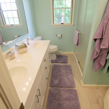 Girls Bathroom ~ White Vanity, Marble Countertop, Mosaic Backsplash ~ Medina, OH