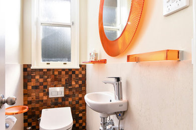 Photo of a small bohemian bathroom in Sydney.