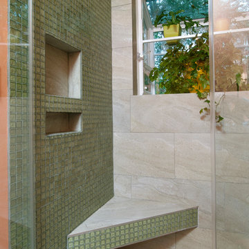 Glass and Tile Shower for Contemporary Bathroom Remodel, Sonoma CA