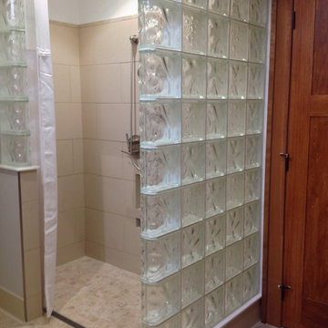 Glass block roll in shower with an accessible design Columbus Ohio
