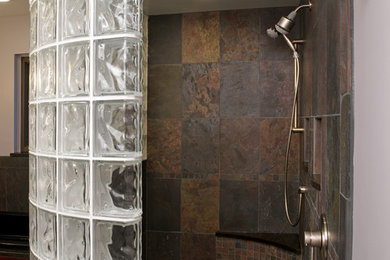 Inspiration for a timeless slate tile bathroom remodel in Cleveland