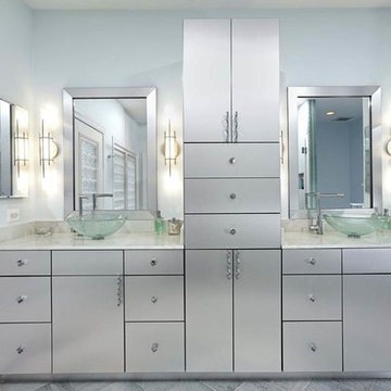 Glass Block Walls & Windows Highlight Modern Bath Remodel