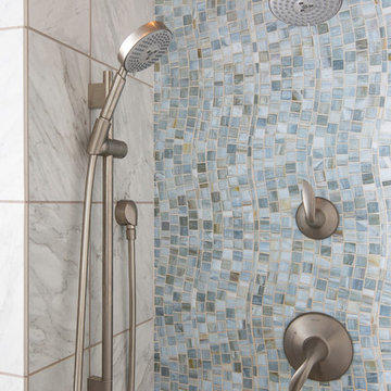 Glass Mosaic Shower Wall in a West Chester Master Bathroom Remodel