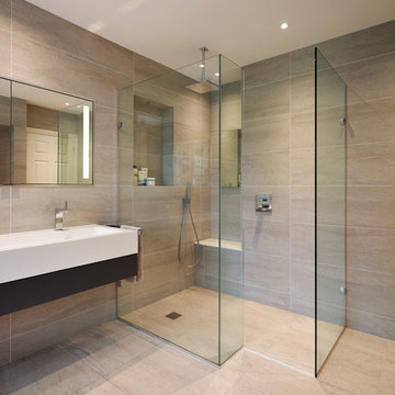 Glass shower enclosure in En-suite Bathroom - Luxury Home Full Property Remodel