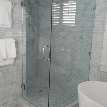 Glass Shower Enclosure with Door and Side Panel