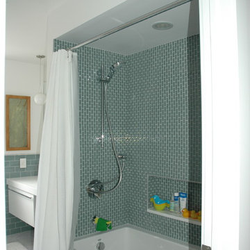 Glass Tile and Marble Bathroom