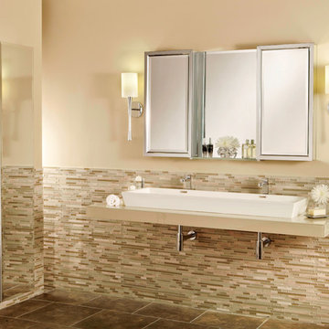 GlassCrafters' Center Mirror Glass Shelf with Trinity - Framed Mirrored Cabinets