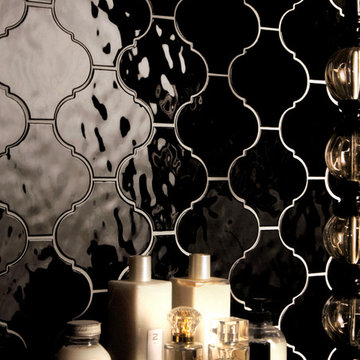 Glossy Black Arabesque Wall Tiles