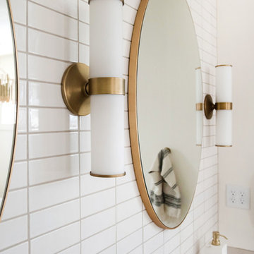 Gold Bathroom Mirror and Handmade White Tiles