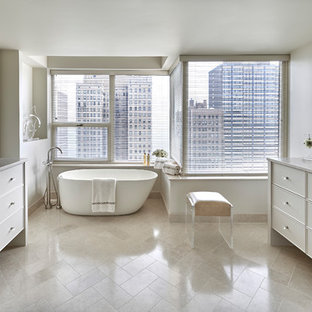 75 Beautiful Travertine Tile Bathroom With White Cabinets Pictures Ideas December 2020 Houzz