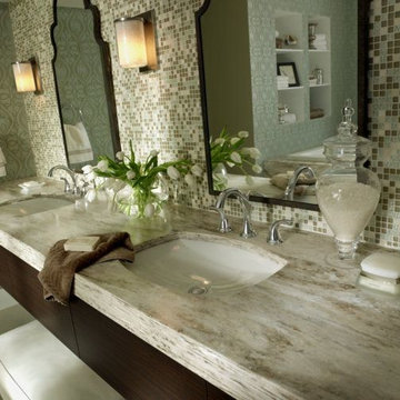 Gorgeous bathroom in Corian® Sandalwood.