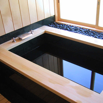 Granite Soaking Tub with Wood Frame
