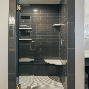 Gray and Brass Transitional Bathroom