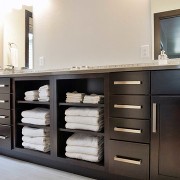 Gray and Brown Transitional Style Bathroom