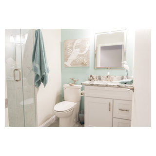 Gray & White Beach Bathroom - Beach Style - Bathroom - Orlando - by ...