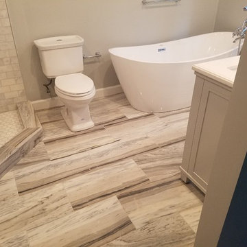Gray and White Marble Master Bathroom