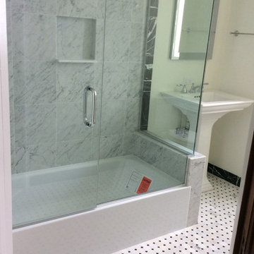 Gray and White Marble Shower