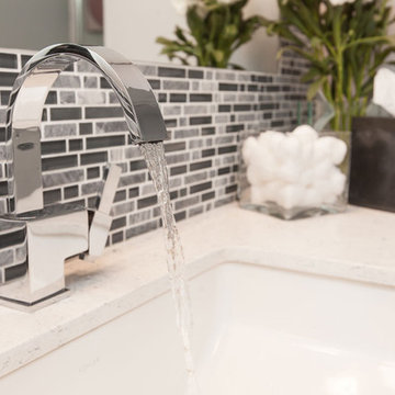 Gray & White Tile Modern Bathroom Remodel