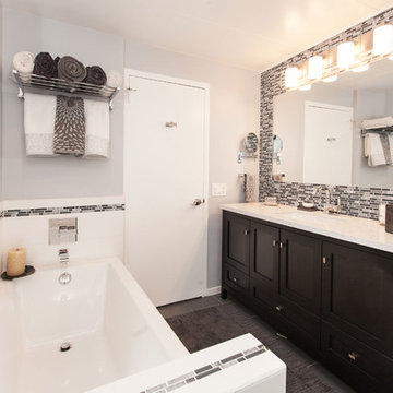 Gray & White Tile Modern Bathroom Remodel