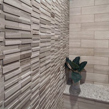 Gray marble contemporary bathroom - Ladera Ranch