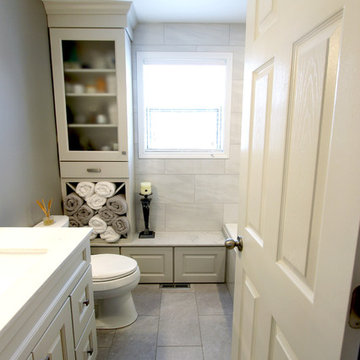 Gray Tiled Bathroom and Shower ~ Streetsboro, OH