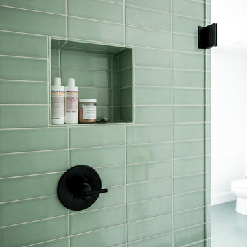 Green Scandinavian Inspired Master Bath