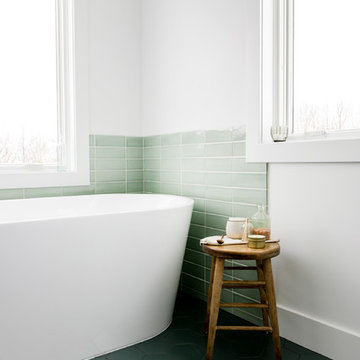 Green Scandinavian Inspired Master Bath