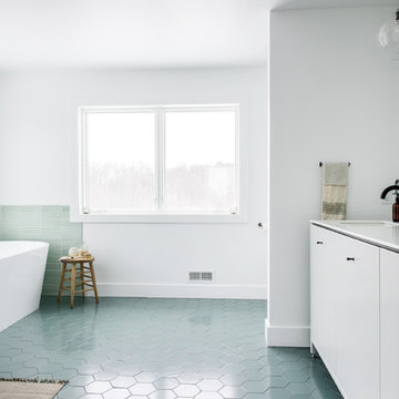 Green Scandinavian Inspired Master Bath