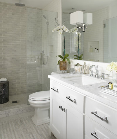 Transitional Bathroom by Urrutia Design