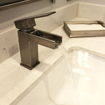 Grey and White Master Bath with Soaker Tub and Tiled Shower ~ Copley, OH