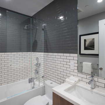 Grey and White Subway Tile Bathroom