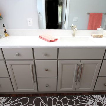 Grey Bathroom Vanity with Hamper Cabinet and Cambria Swanbridge Countertop