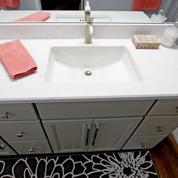 Grey Bathroom Vanity with Hamper Cabinet and Cambria Swanbridge Countertop