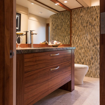 Guest Bath Custom Koa Vanity in Artistic Wailea Oceanview Remodel