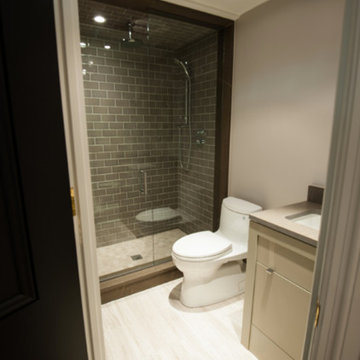 Guest Bathroom, Glass Shower Tile, Contemporary Bathroom