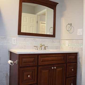 Guest Bathroom Remodel with Matching Tank Topper Accessory