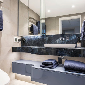 Guest Bathroom with Granite Benchtop and splashback