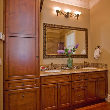 Guest bathroom with tall linen storage