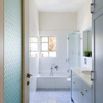 Bathroom - contemporary mosaic tile bathroom idea in Other
