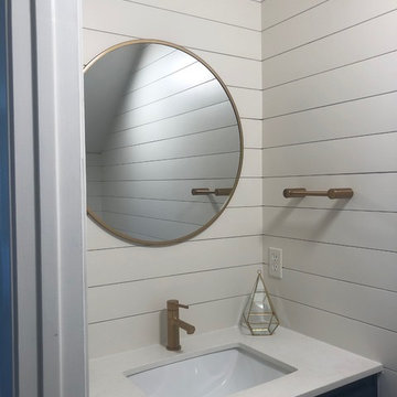 Half Bath Shiplap with Navy and Gold