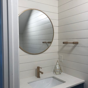 Half Bath Shiplap with  Navy and Gold