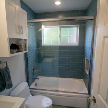 Hall Bathroom with a modern, cheery, and playful personality