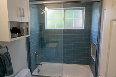 Hall Bathroom with a modern, cheery, and playful personality