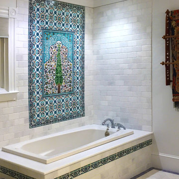 Hand painted bathroom tiles and ceramic tile mural