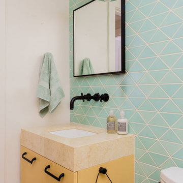 Handmade Aqua Blue Triangle Tile Bathroom